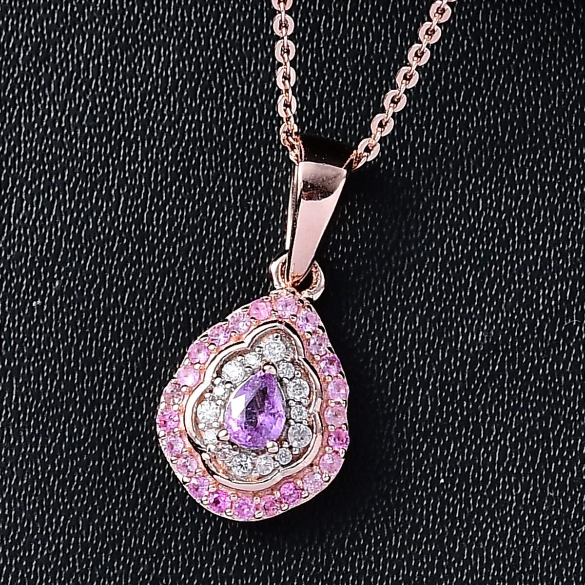 Premium Madagascar Purple Sapphire and Multi Gemstone 0.50 ctw Pendant Necklace in 18K Vermeil Rose Gold Over Sterling Silver 20 Inches image number 1