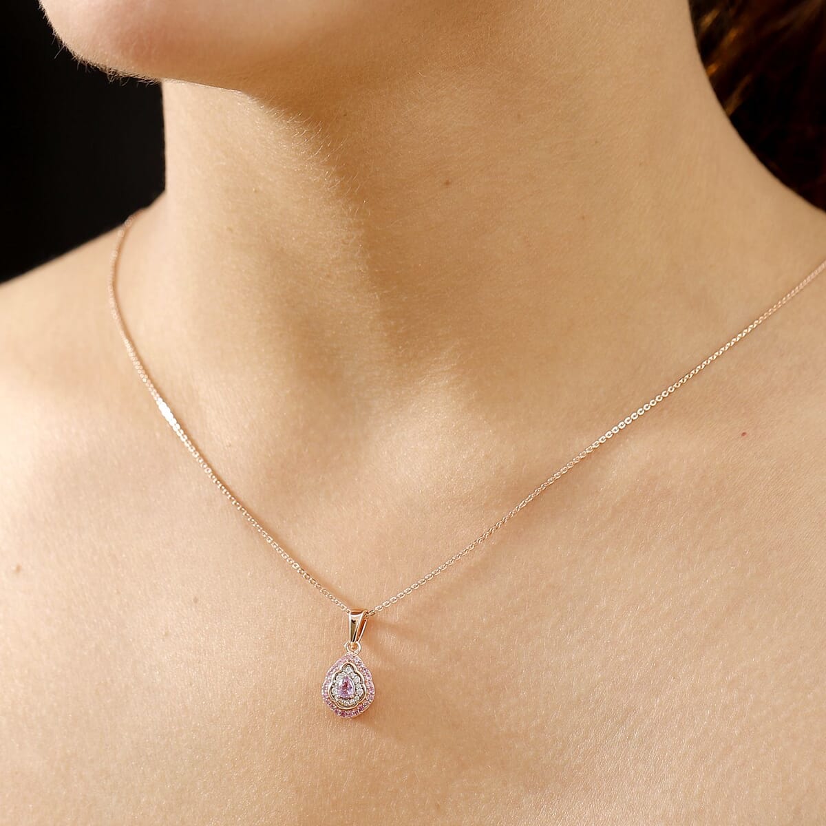 Premium Madagascar Purple Sapphire and Multi Gemstone 0.50 ctw Pendant Necklace in 18K Vermeil Rose Gold Over Sterling Silver 20 Inches image number 2