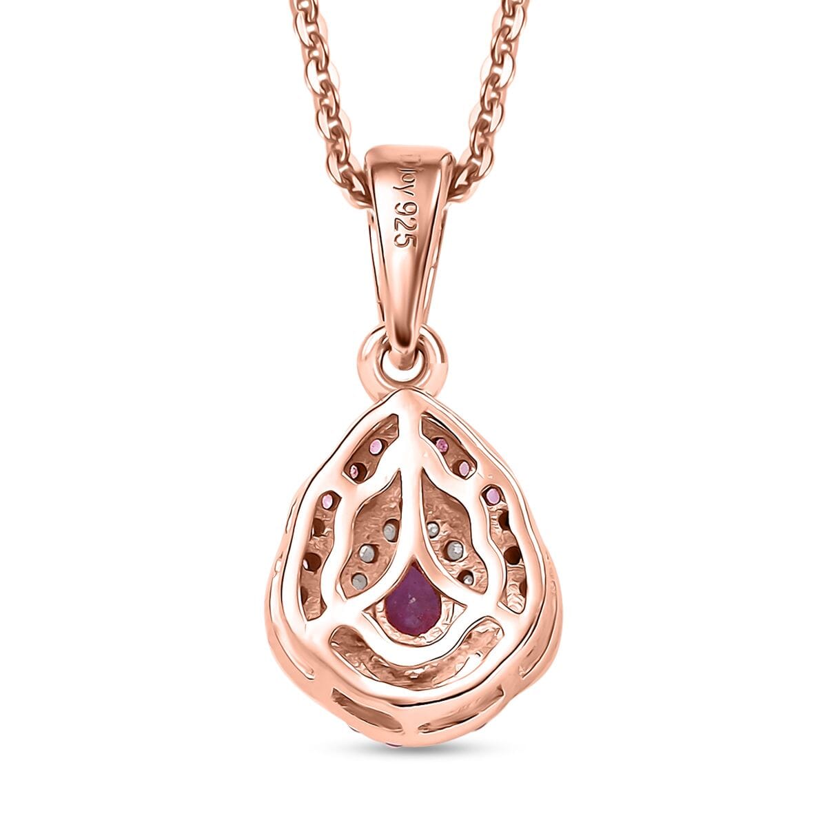 Premium Madagascar Purple Sapphire and Multi Gemstone 0.50 ctw Pendant Necklace in 18K Vermeil Rose Gold Over Sterling Silver 20 Inches image number 4