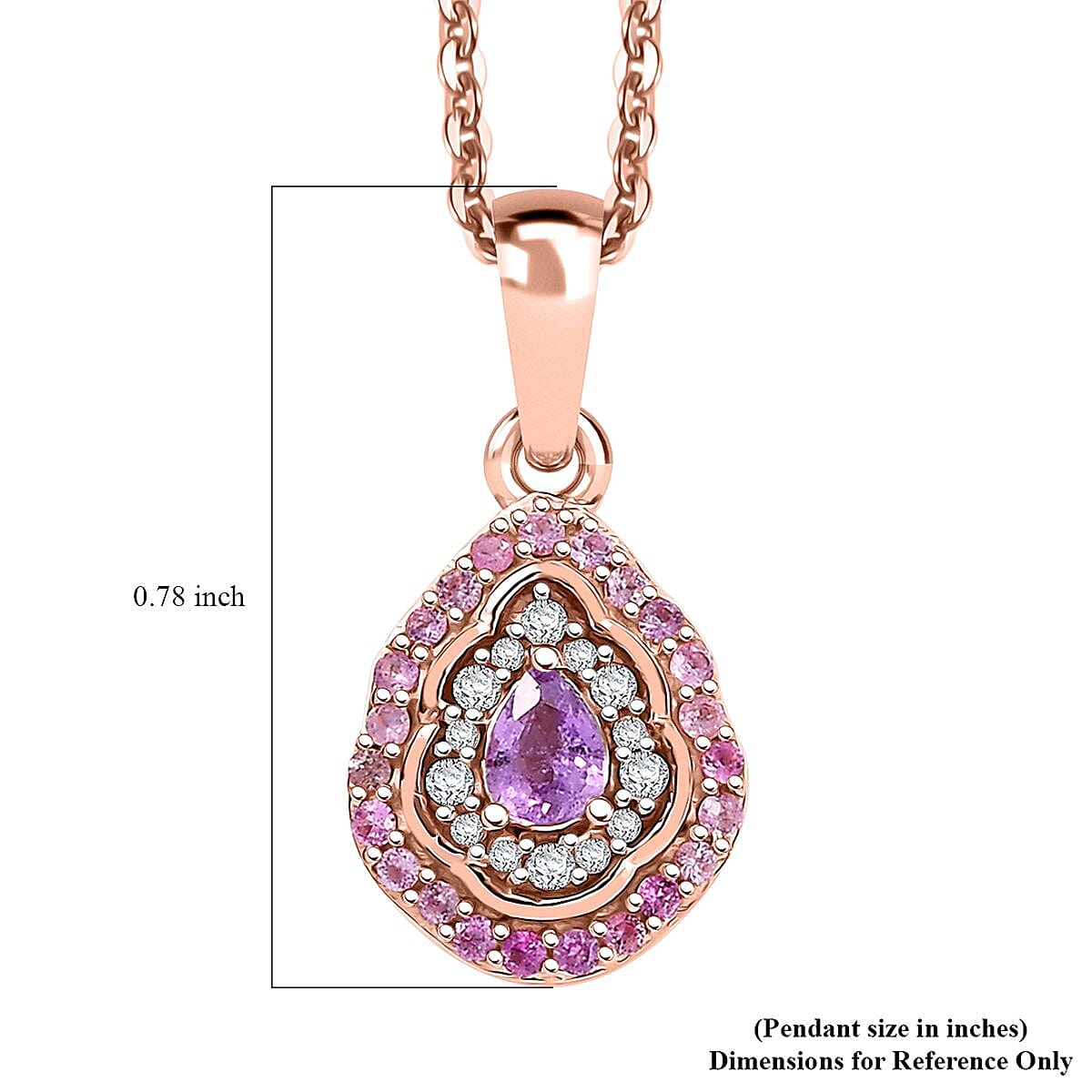 Premium Madagascar Purple Sapphire and Multi Gemstone 0.50 ctw Pendant Necklace in 18K Vermeil Rose Gold Over Sterling Silver 20 Inches