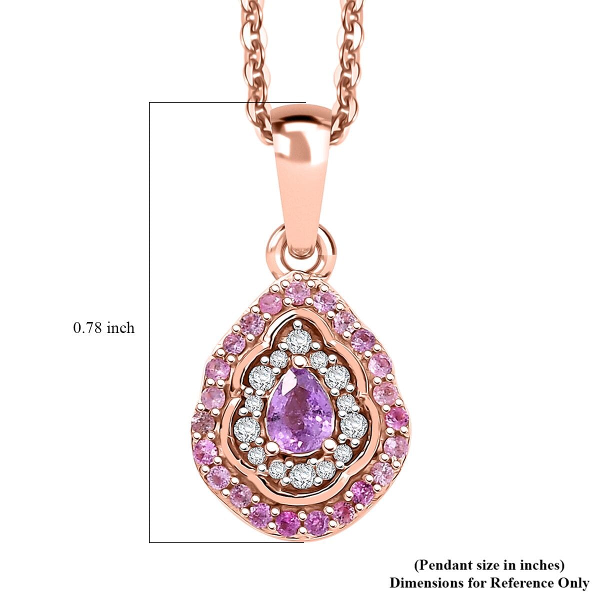 Premium Madagascar Purple Sapphire and Multi Gemstone 0.50 ctw Pendant Necklace in 18K Vermeil Rose Gold Over Sterling Silver 20 Inches image number 6