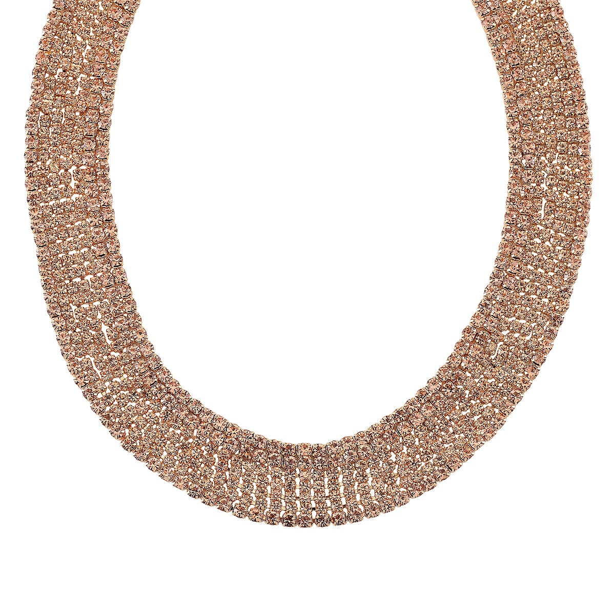 Champagne Austrian Crystal Necklace 16-20 Inches and Earrings in Rosetone image number 2