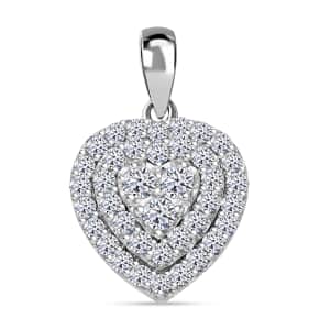 Luxuriant Lab Grown Diamond G-H SI 1.00 ctw Heart Pendant Necklace in Platinum Over Sterling Silver 20 Inches