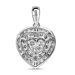 Luxuriant Lab Grown Diamond G-H SI 1.00 ctw Heart Pendant Necklace in Platinum Over Sterling Silver 20 Inches