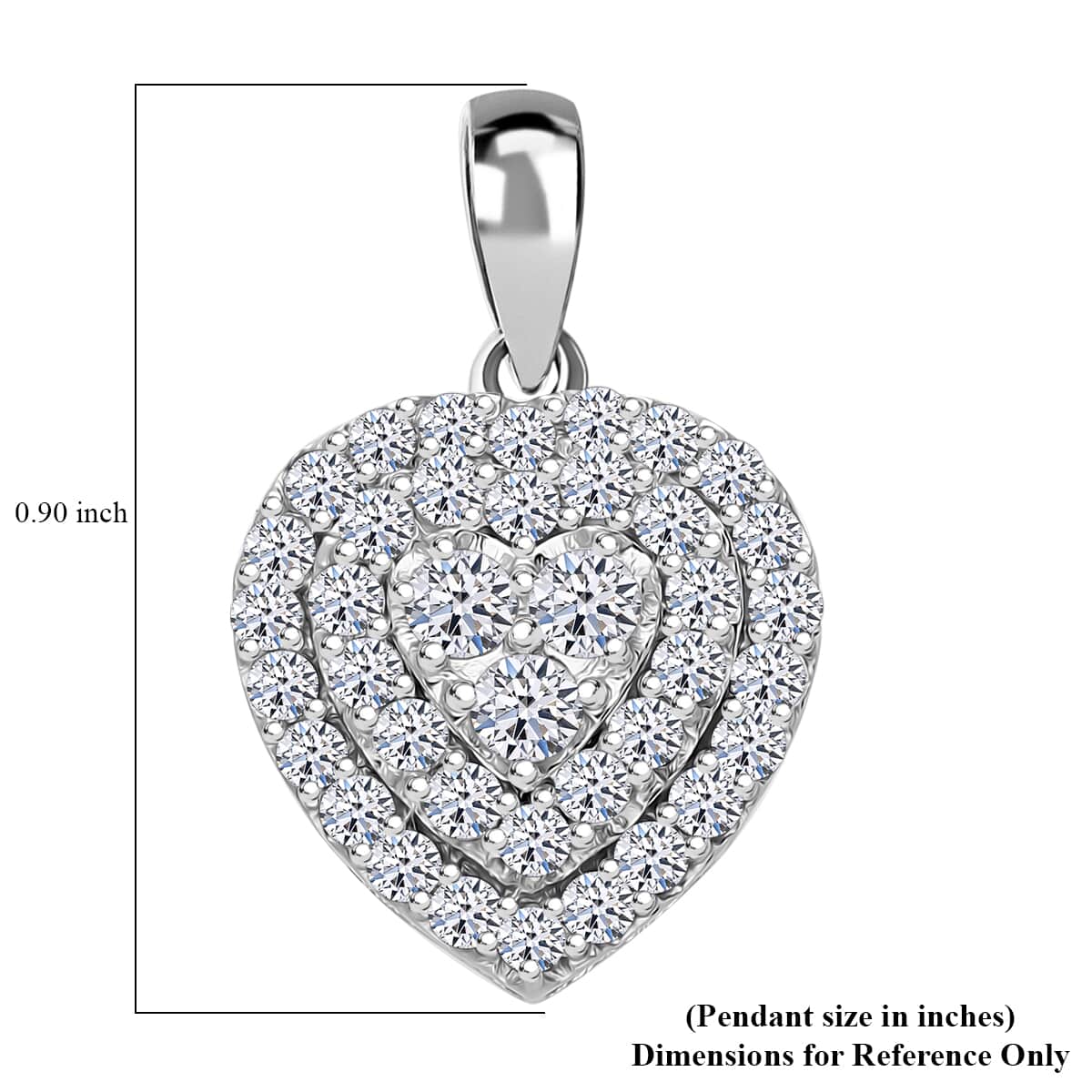 Luxuriant Lab Grown Diamond G-H SI 1.00 ctw Heart Pendant Necklace in Platinum Over Sterling Silver 20 Inches image number 4