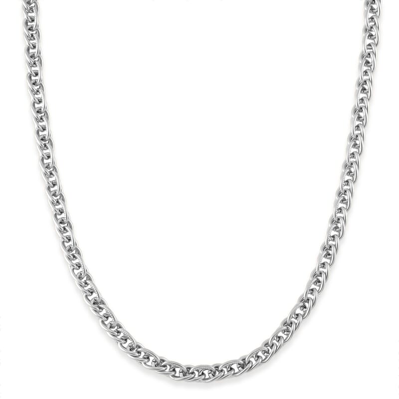 Set of Twisted Link Chain Necklace 20 Inches and Bracelet (8In) in Stainless Steel