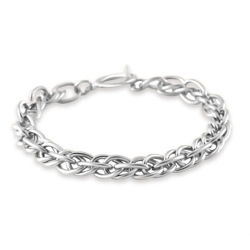 Set of Twisted Link Chain Necklace 20 Inches and Bracelet (8In) in Stainless Steel
