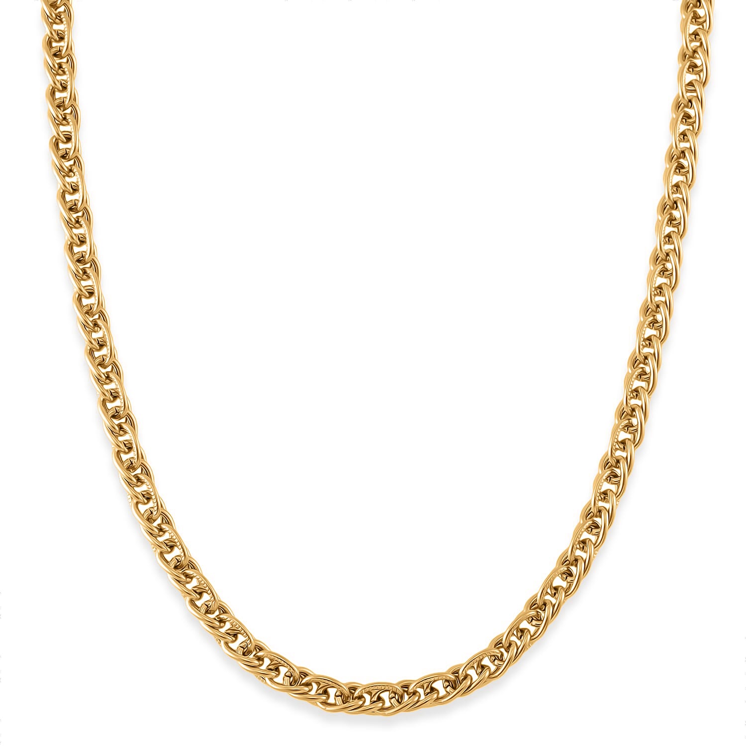 Set of Twisted Link Chain Necklace 20 Inches and Bracelet (8In) in ION Plated YG Stainless Steel 