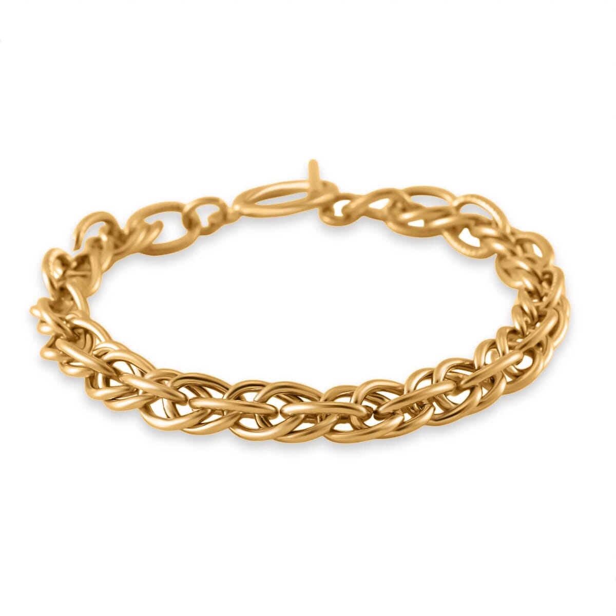 Set of Twisted Link Chain Necklace 20 Inches and Bracelet (8In) in ION Plated YG Stainless Steel  image number 4
