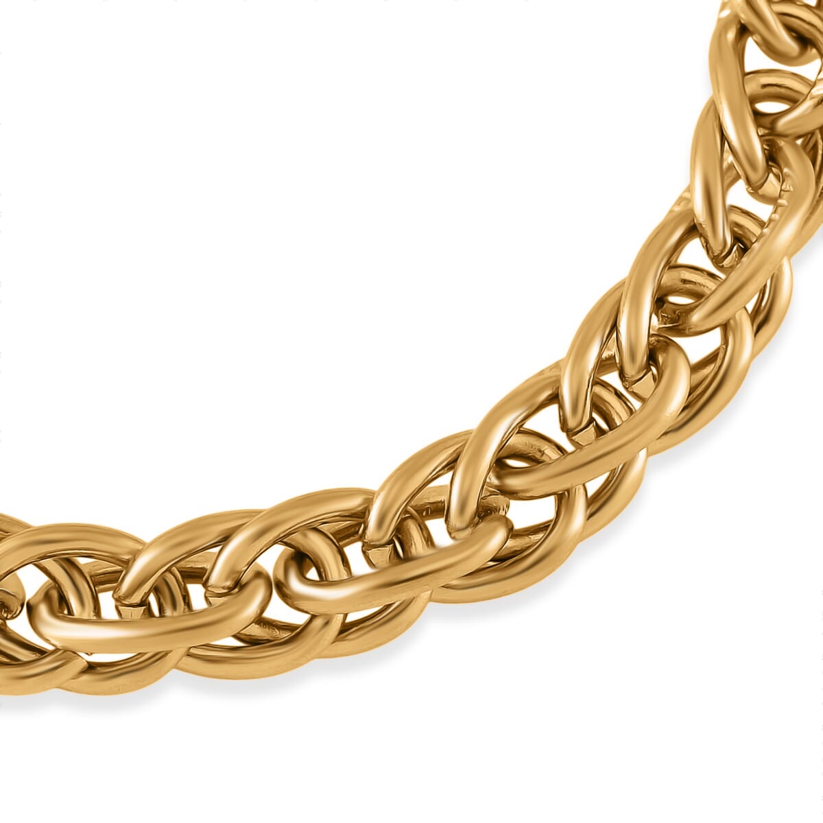 Set of Twisted Link Chain Necklace 20 Inches and Bracelet (8In) in ION Plated YG Stainless Steel  image number 6