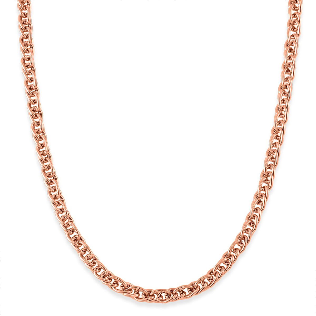 Set of Twisted Link Chain Necklace 20 Inches and Bracelet (8In) in ION Platede RG Stainless Steel image number 2