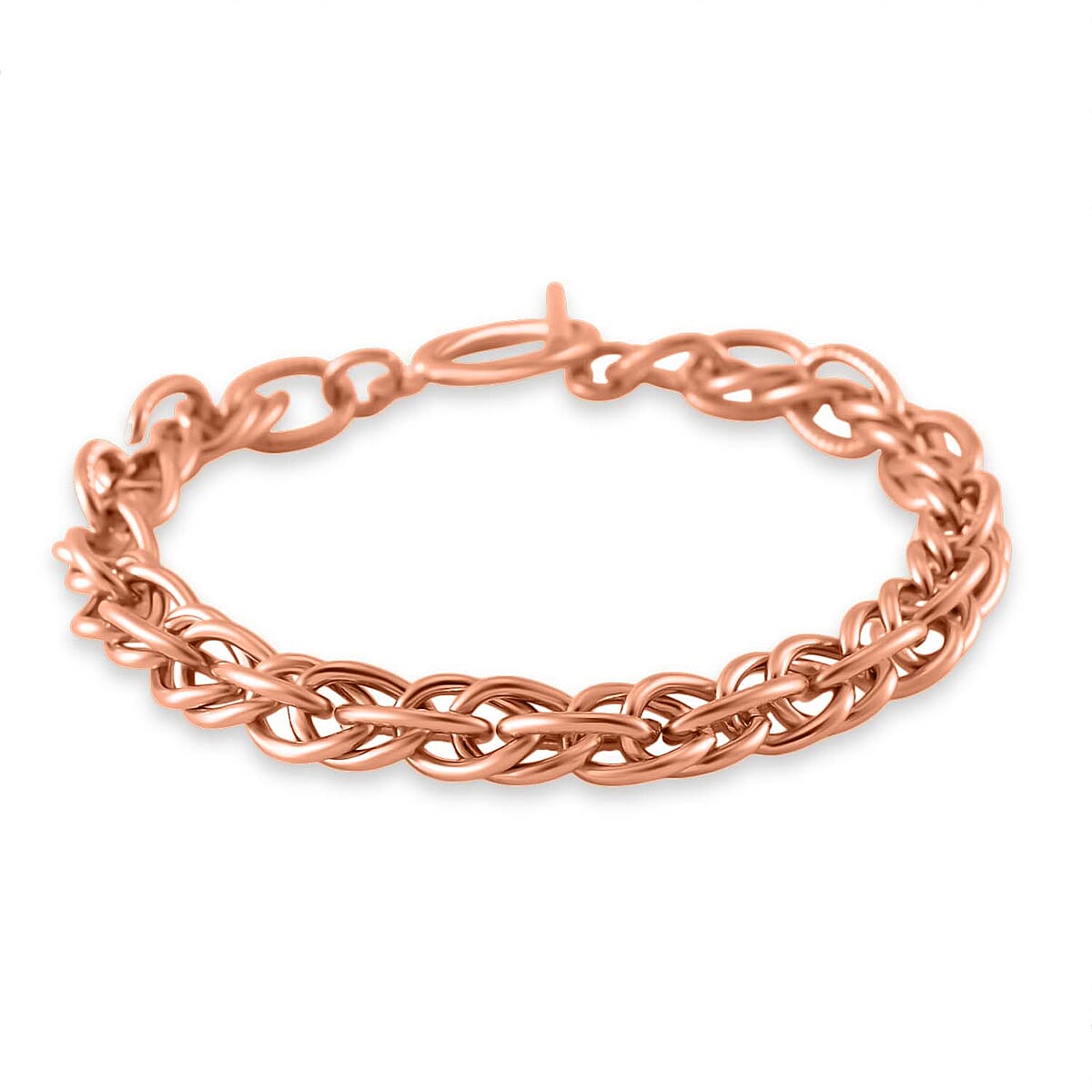 Set of Twisted Link Chain Necklace 20 Inches and Bracelet (8In) in ION Platede RG Stainless Steel image number 4