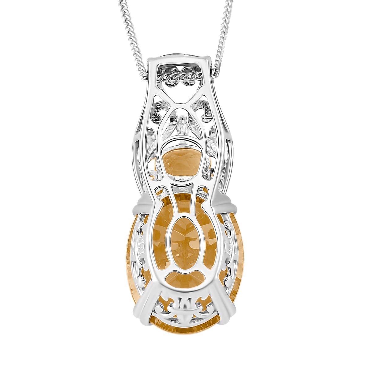 Brazilian Citrine 9.30 ctw Pendant Necklace in 18K Vermeil YG and Rhodium Over Sterling Silver 20 Inches image number 4