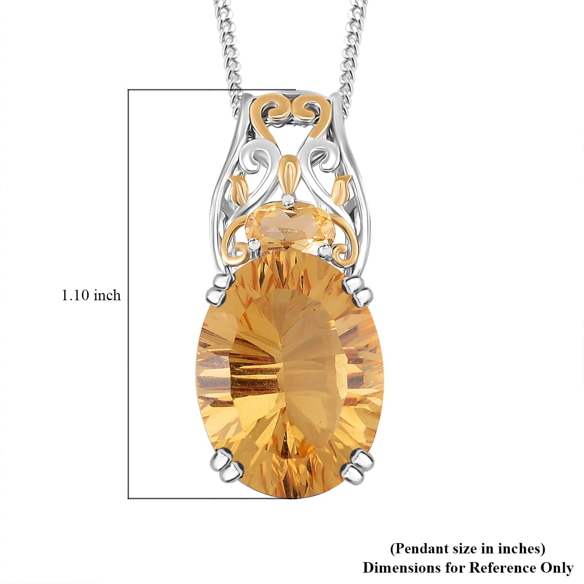 Brazilian Citrine 9.30 ctw Pendant Necklace in 18K Vermeil YG and Rhodium Over Sterling Silver 20 Inches image number 6