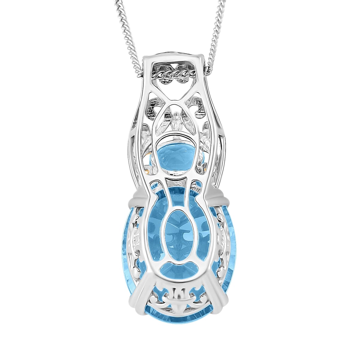 Sky Blue Topaz 11.10 ctw Pendant Necklace in 18K Vermeil YG and Rhodium Over Sterling Silver 20 Inches image number 4