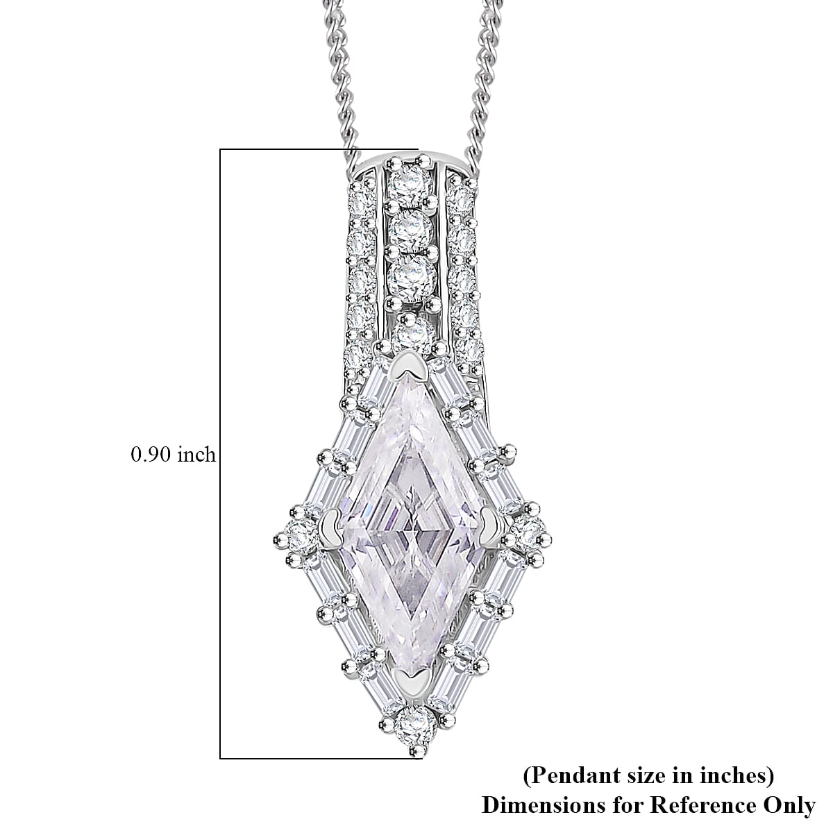 Moissanite 1.70 ctw Pendant Necklace 20 Inches in Platinum Over and Rhodium Over Sterling Silver