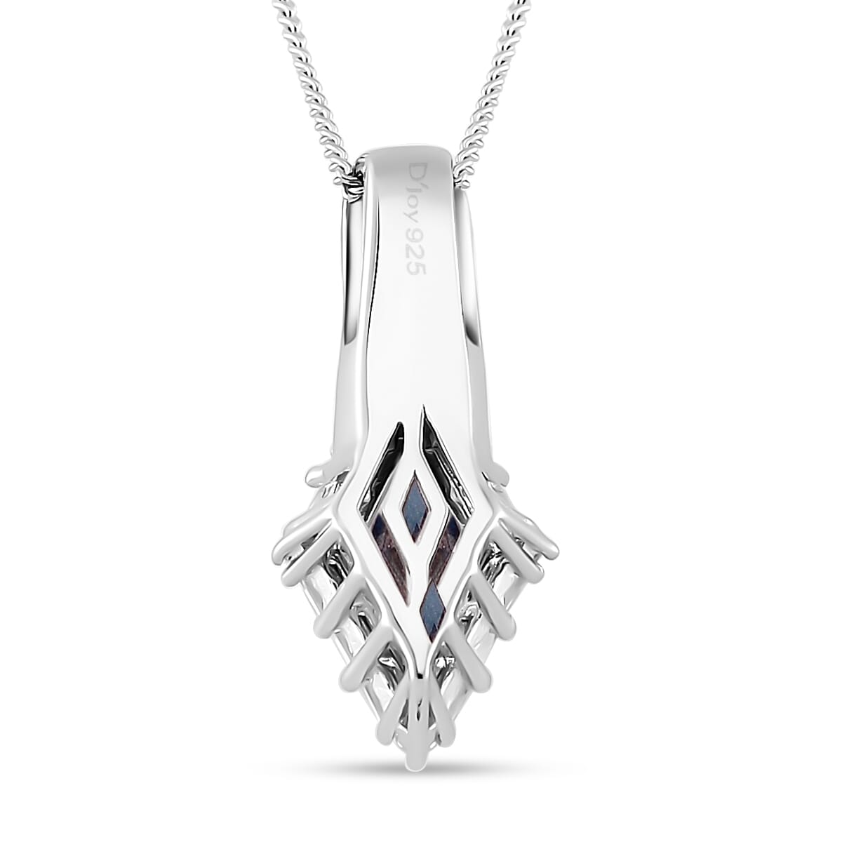 Blue Moissanite and Multi Gemstone 1.75 ctw Pendant Necklace 20 Inches in Platinum Over and Rhodium Over Sterling Silver image number 3