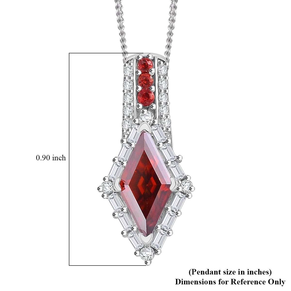 Red Moissanite and Multi Gemstone 1.75 ctw Pendant Necklace 20 Inches in Platinum Over and Rhodium Over Sterling Silver image number 5