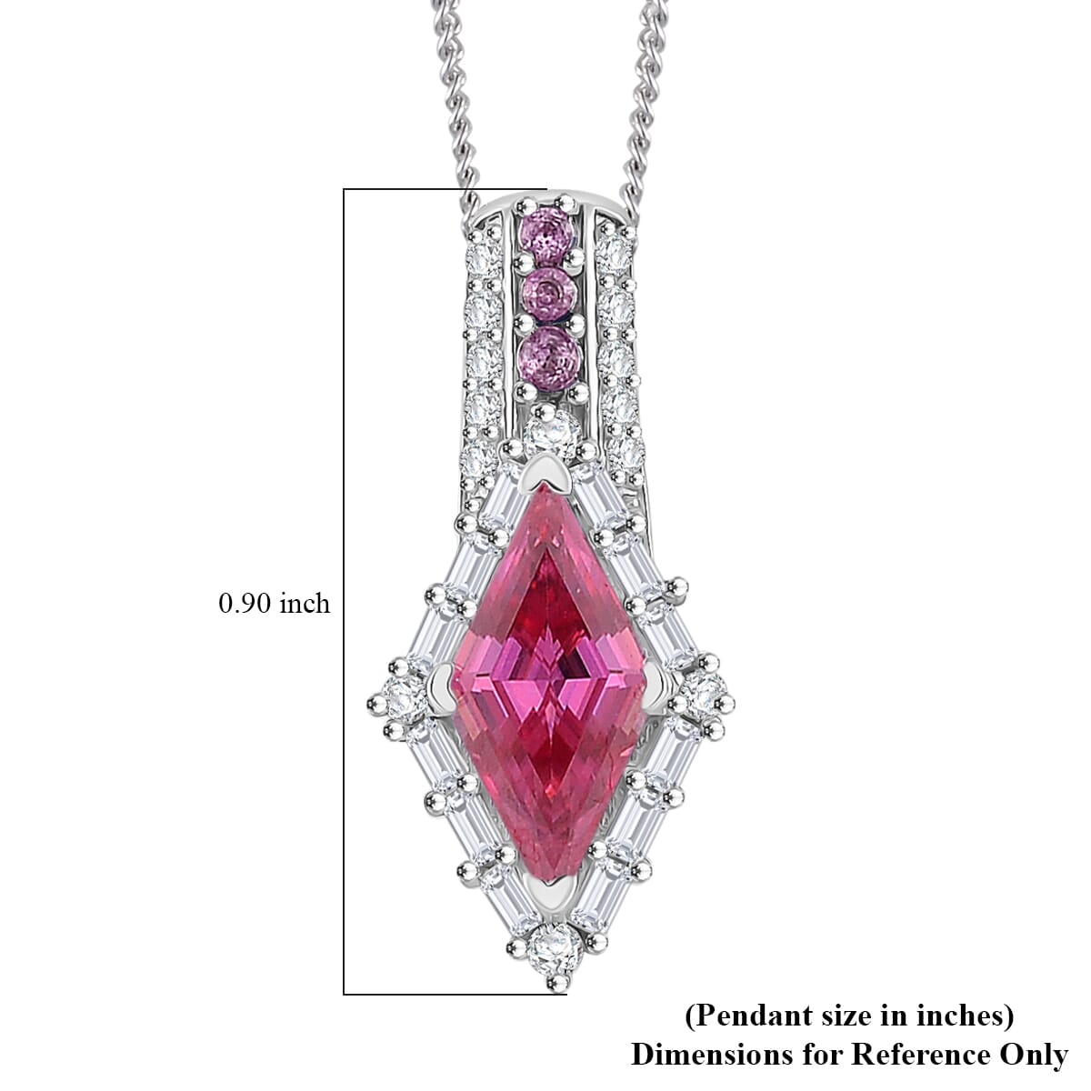 Pink Moissanite and Multi Gemstone 1.75 ctw Pendant Necklace 20 Inches in Platinum Over and Rhodium Over Sterling Silver image number 5