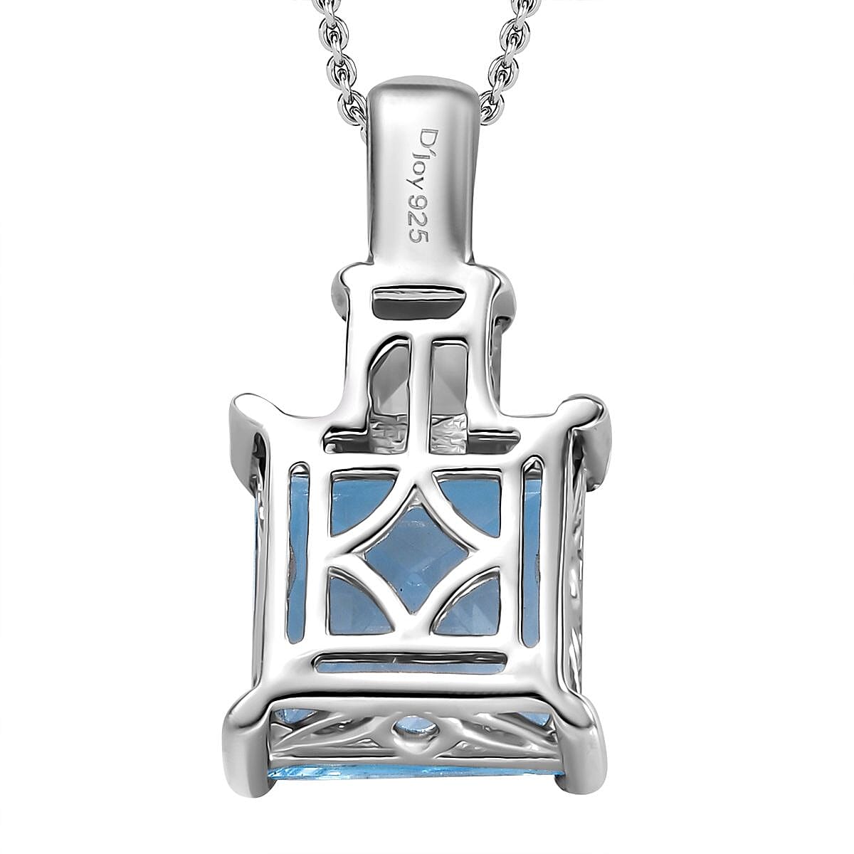 Sky Blue Topaz and White Topaz 5.15 ctw Pendant in Platinum Over Sterling Silver with Stainless Steel Necklace 20 Inches