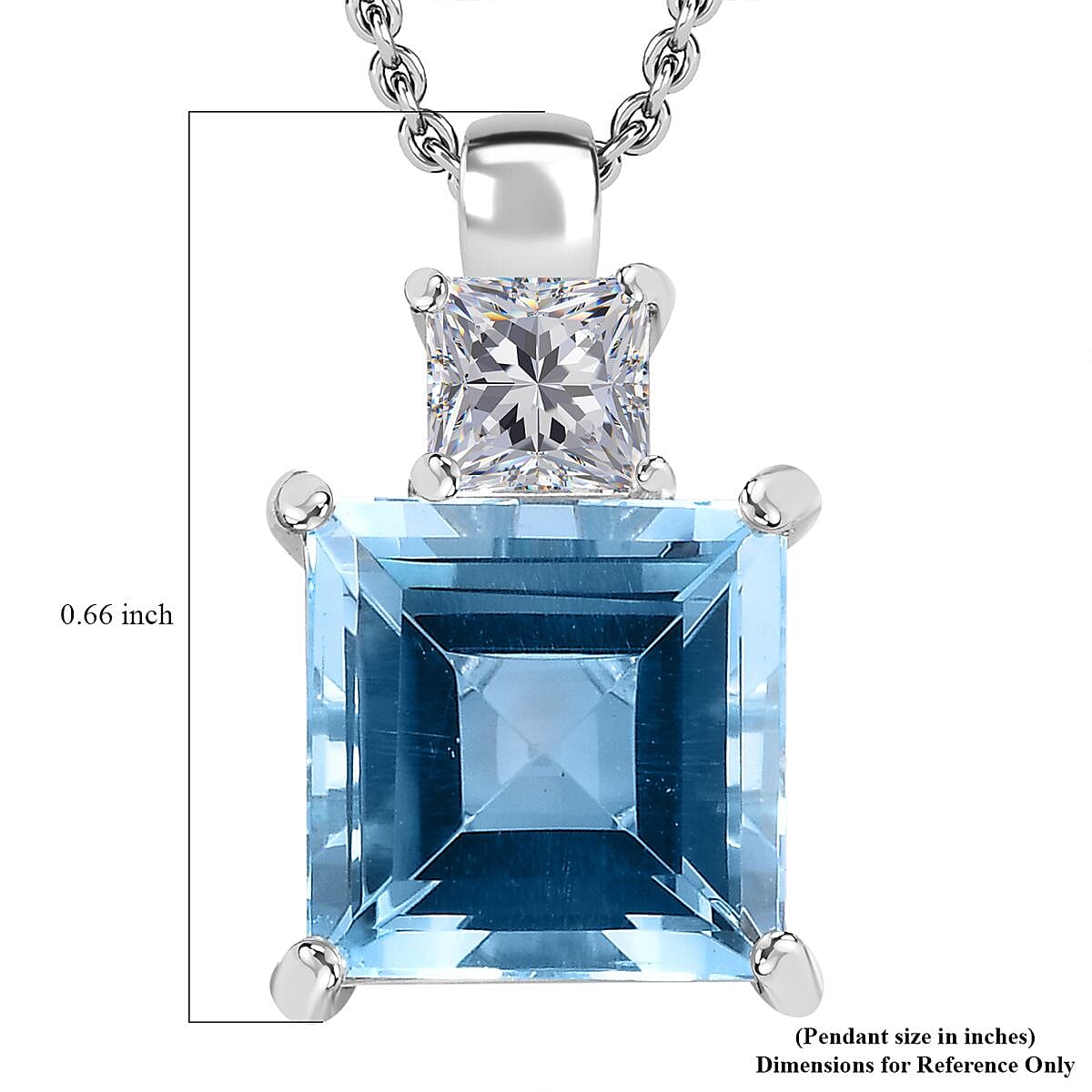 Sky Blue Topaz and White Topaz 5.15 ctw Pendant in Platinum Over Sterling Silver with Stainless Steel Necklace 20 Inches