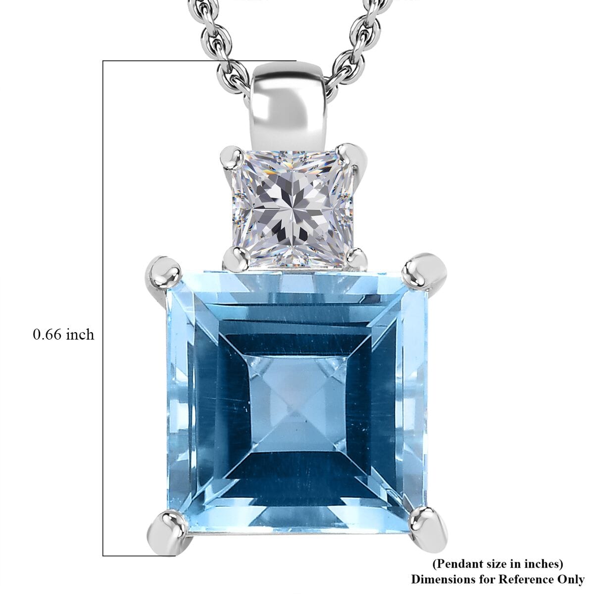 Sky Blue Topaz and White Topaz 5.15 ctw Pendant in Platinum Over Sterling Silver with Stainless Steel Necklace 20 Inches image number 5
