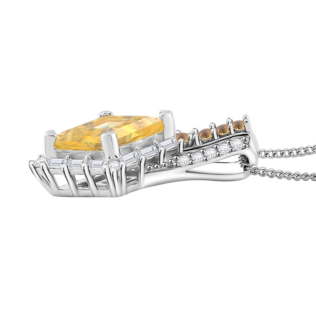 Light Yellow Moissanite and Multi Gemstone 1.70 ctw Pendant Necklace 20 Inches in Platinum Over and Rhodium Over Sterling Silver image number 2