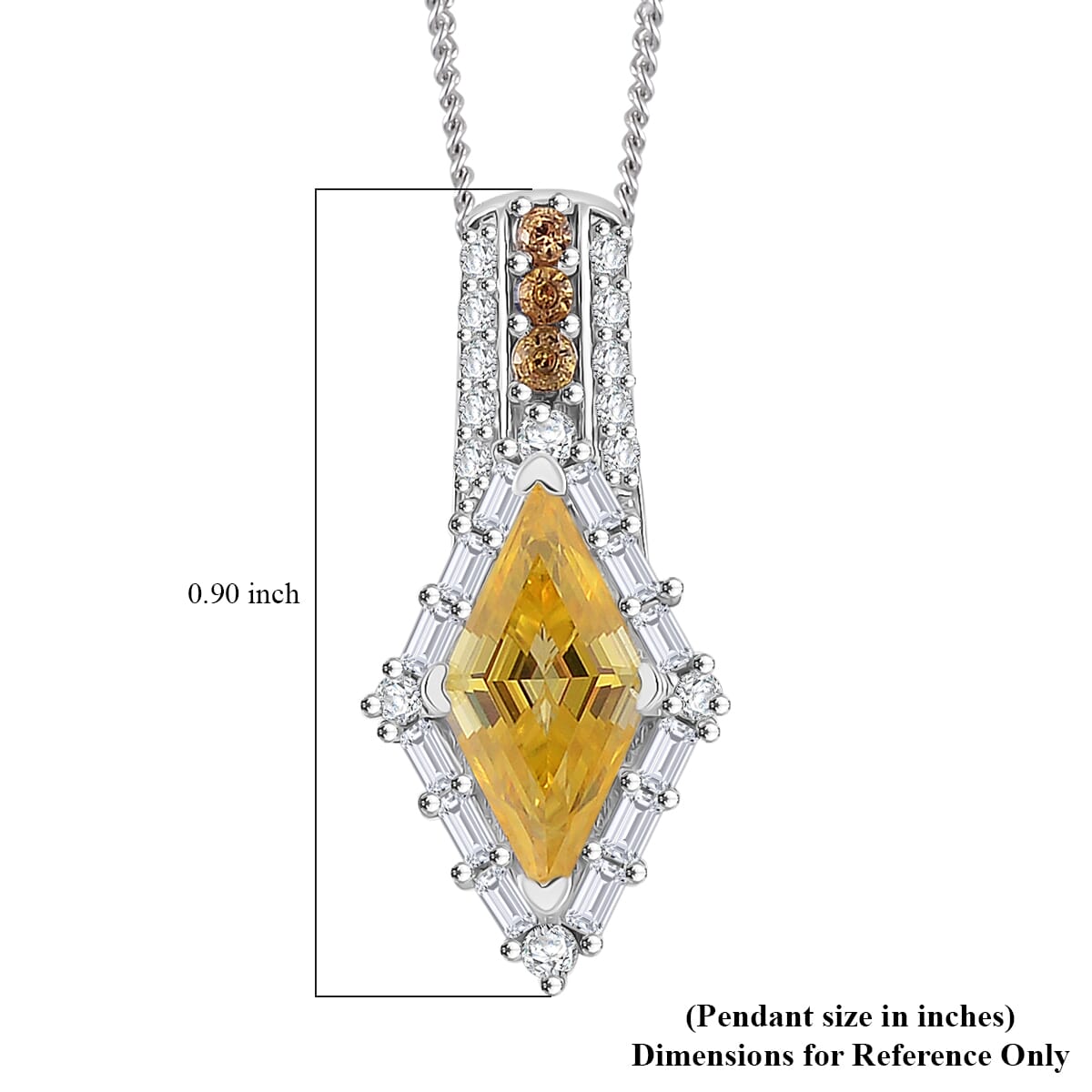 Light Yellow Moissanite and Multi Gemstone 1.70 ctw Pendant Necklace 20 Inches in Platinum Over and Rhodium Over Sterling Silver image number 5