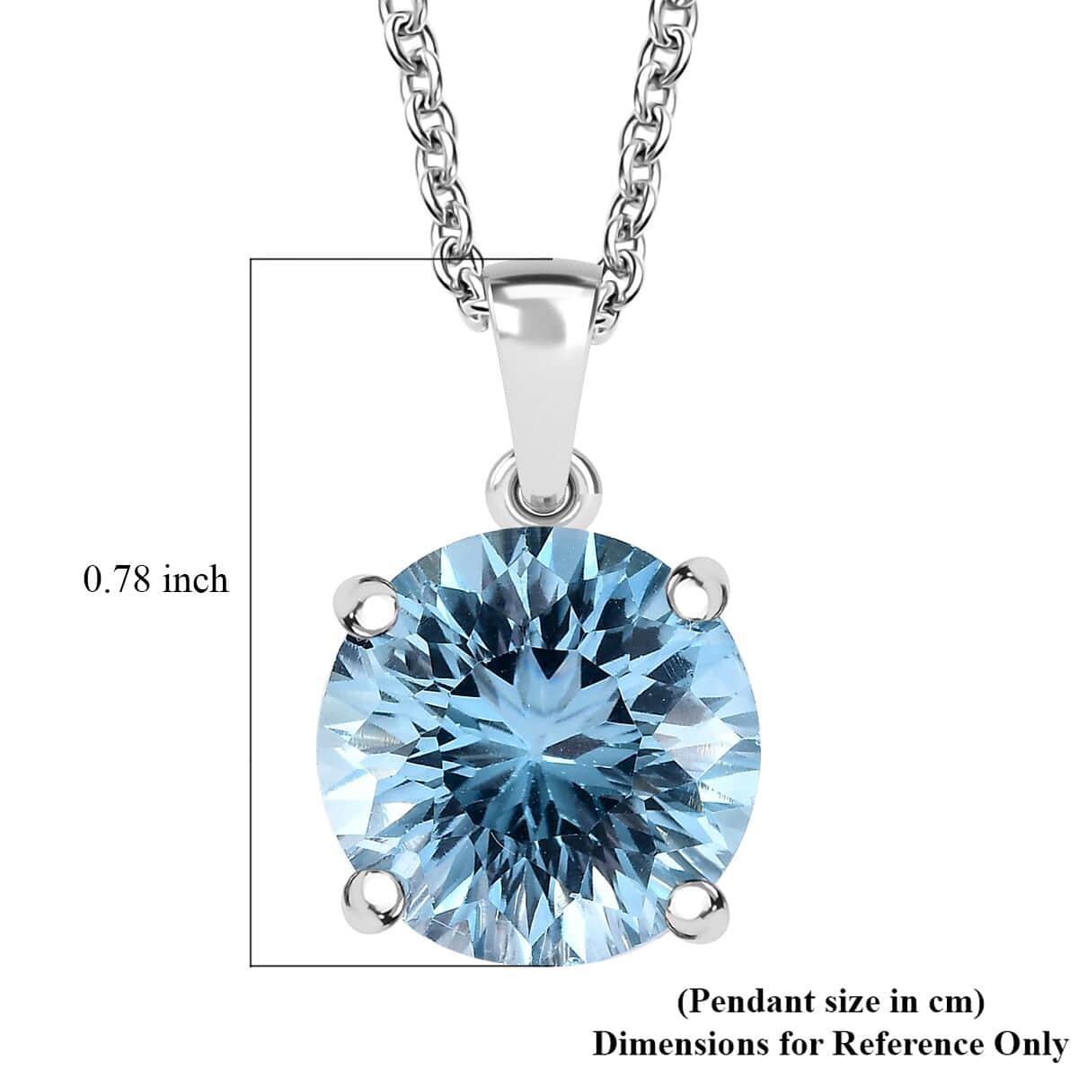 Concave Cut Sky Blue Topaz 8.35 ctw Solitaire Pendant in Platinum Over Sterling Silver with Stainless Steel Necklace 20 Inches image number 5