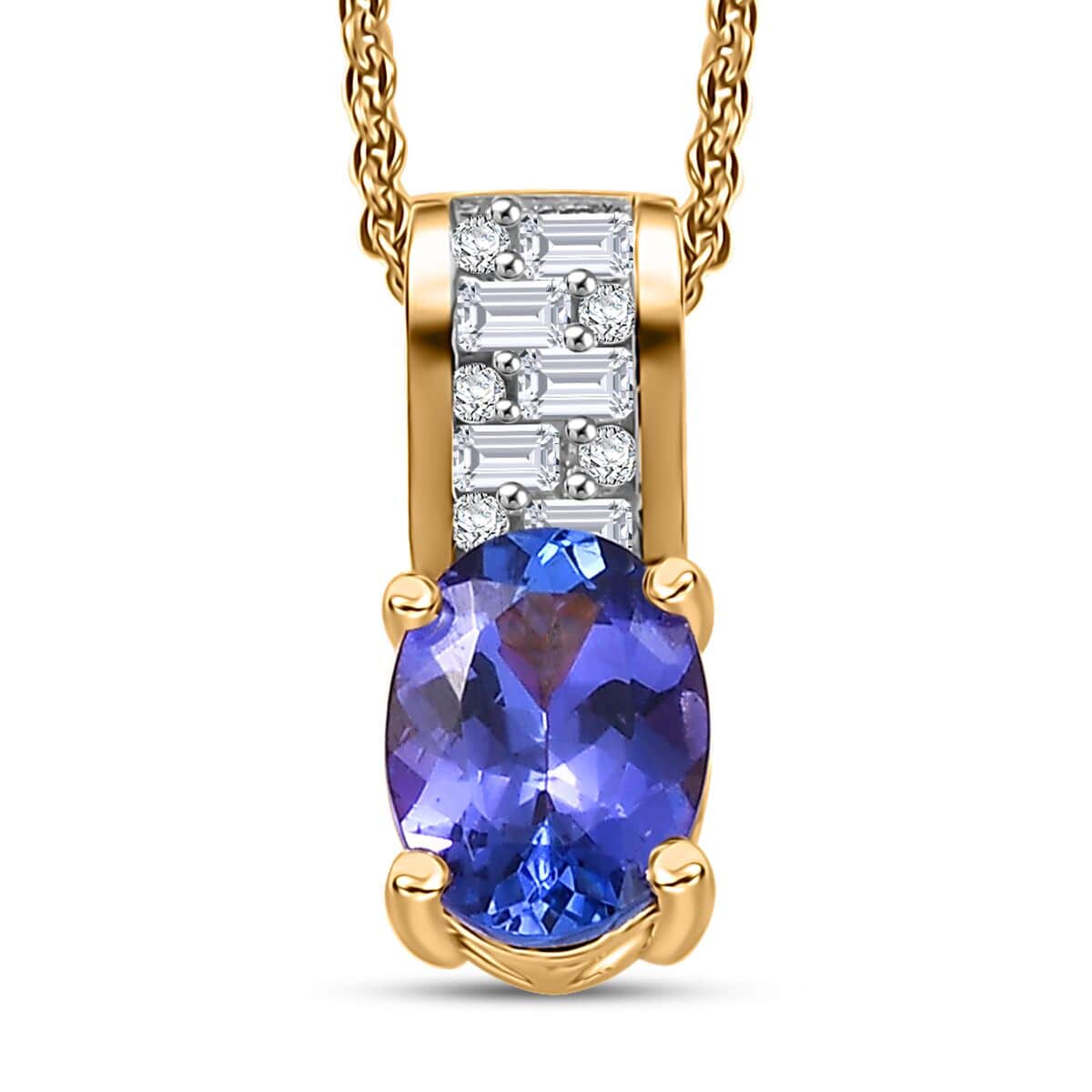 AAA Tanzanite and Moissanite 1.25 ctw Majestic Radiance Pendant Necklace in 18K Vermeil Yellow Gold Over Sterling Silver 20 Inches image number 0