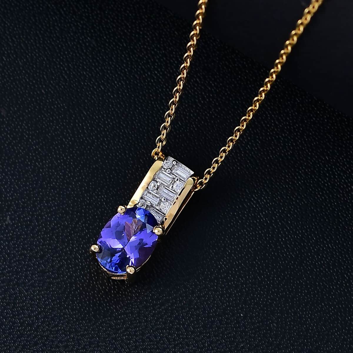 AAA Tanzanite and Moissanite 1.25 ctw Majestic Radiance Pendant Necklace in 18K Vermeil Yellow Gold Over Sterling Silver 20 Inches image number 1