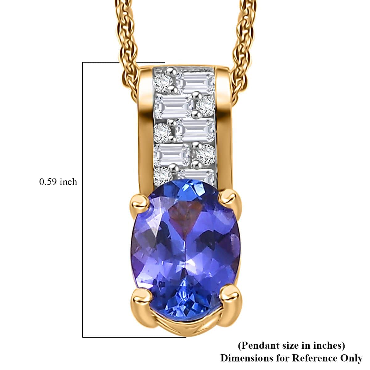 AAA Tanzanite and Moissanite 1.25 ctw Majestic Radiance Pendant Necklace in 18K Vermeil Yellow Gold Over Sterling Silver 20 Inches image number 6