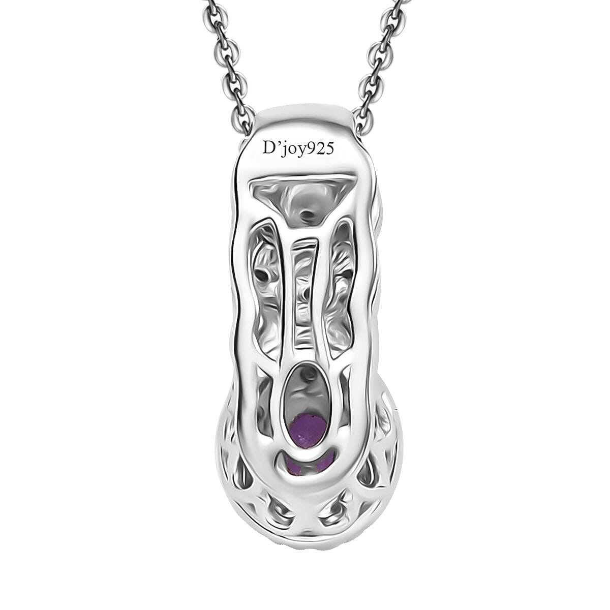 Madagascar Purple Sapphire and White Zircon 0.50 ctw Eternal Grace Pendant Necklace in Rhodium Over Sterling Silver 20 Inches