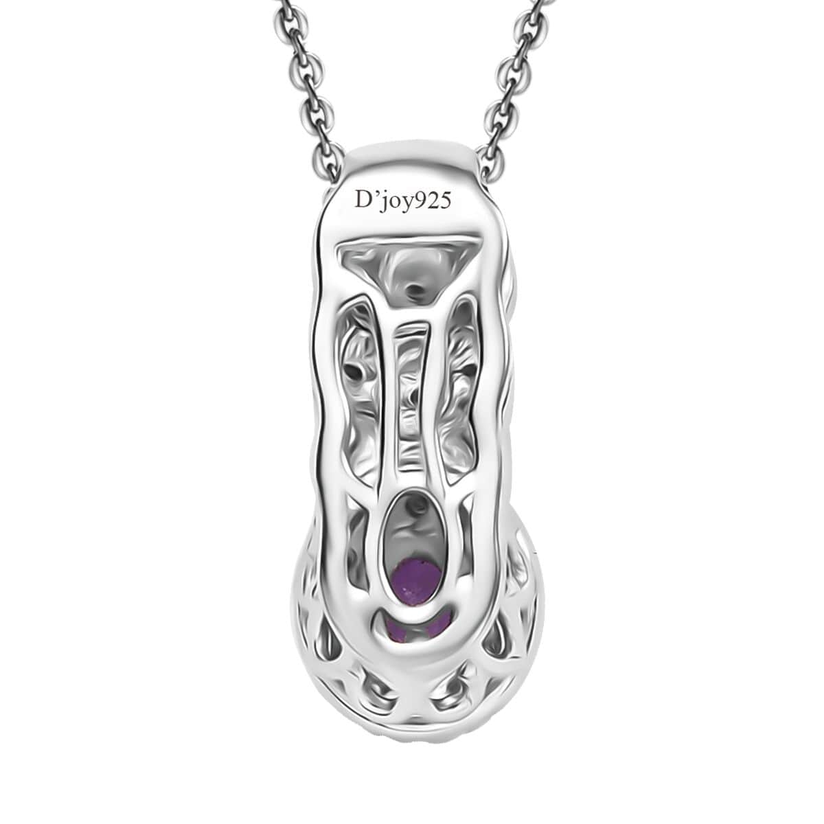 Madagascar Purple Sapphire and White Zircon 0.50 ctw Eternal Grace Pendant Necklace in Rhodium Over Sterling Silver 20 Inches image number 4