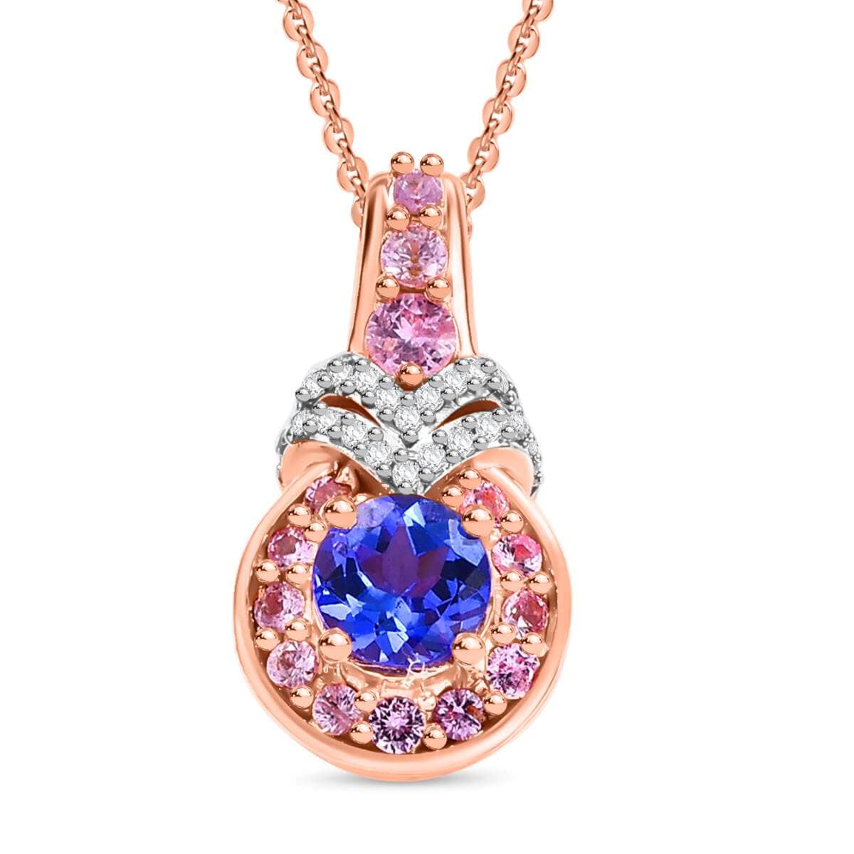 AAA Tanzanite and Multi Gemstone 1.00 ctw Blushing Twilight Pendant Necklace in 18K Vermeil Rose Gold Over Sterling Silver 20 Inches image number 0