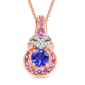 AAA Tanzanite and Multi Gemstone 1.00 ctw Blushing Twilight Pendant Necklace in 18K Vermeil Rose Gold Over Sterling Silver 20 Inches