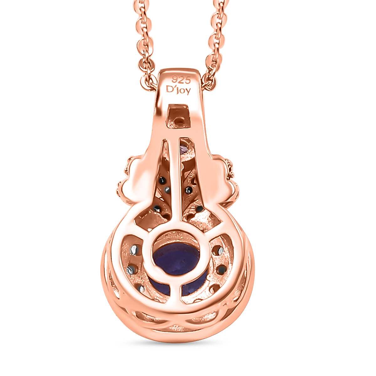 AAA Tanzanite and Multi Gemstone 1.00 ctw Blushing Twilight Pendant Necklace in 18K Vermeil Rose Gold Over Sterling Silver 20 Inches