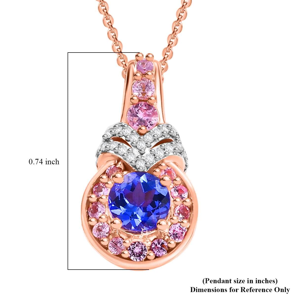 AAA Tanzanite and Multi Gemstone 1.00 ctw Blushing Twilight Pendant Necklace in 18K Vermeil Rose Gold Over Sterling Silver 20 Inches image number 5