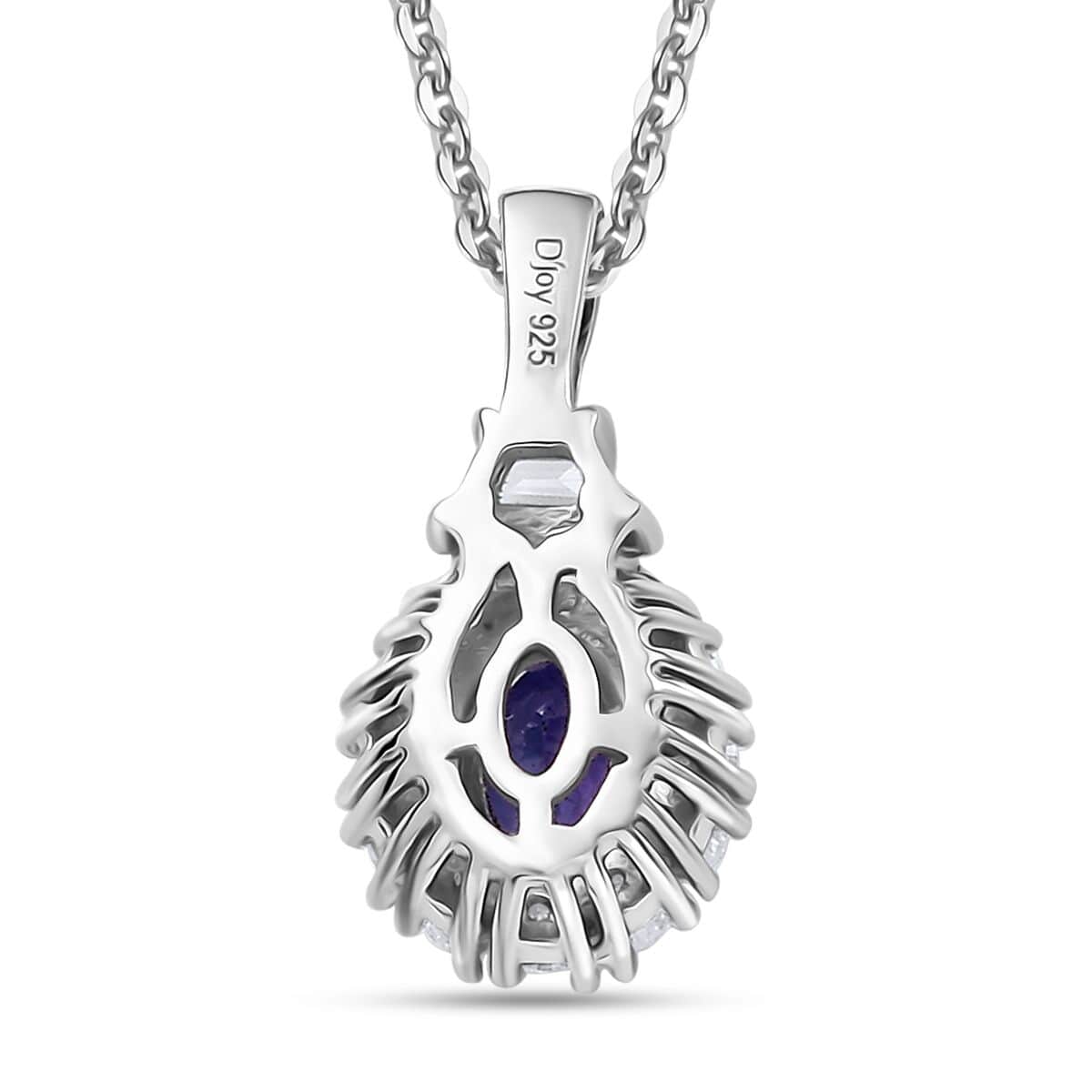 AAA Tanzanite and White Zircon 0.90 ctw Halo Pendant Necklace in Rhodium Over Sterling Silver 20 Inches image number 4