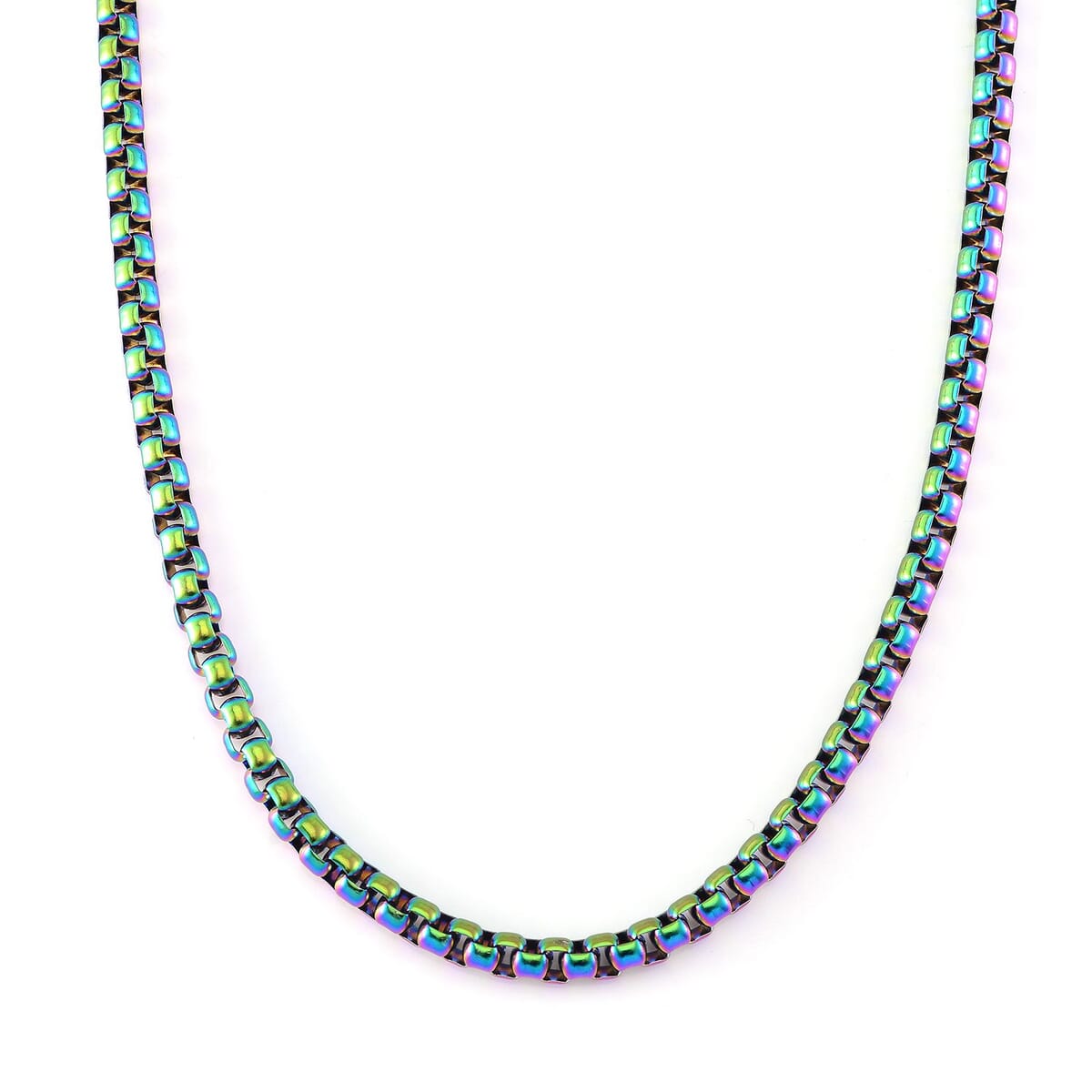 2 Piece Set - Box Chain Necklace (22-24 Inches) and Bracelet (7.5-9.5In) in ION Plated Rainbow Color Stainless Steel image number 2