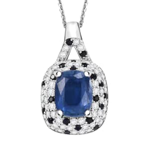 Kashmir Kyanite and Multi Gemstone 4.90 ctw Pendant Necklace in Rhodium Over Sterling Silver 20 Inches