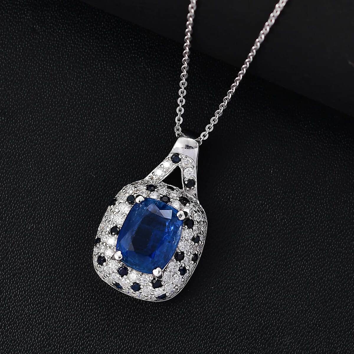 Kashmir Kyanite and Multi Gemstone 4.90 ctw Pendant Necklace in Rhodium Over Sterling Silver 20 Inches image number 1