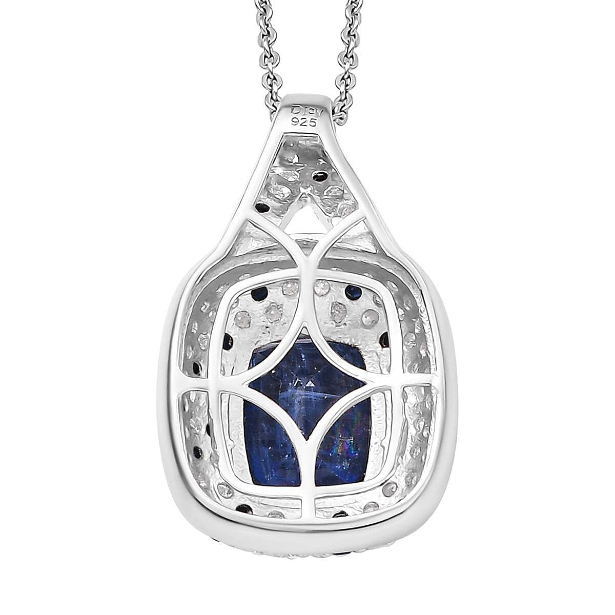 Kashmir Kyanite and Multi Gemstone 4.90 ctw Midnight Majesty Pendant Necklace in Rhodium Over Sterling Silver 20 Inches