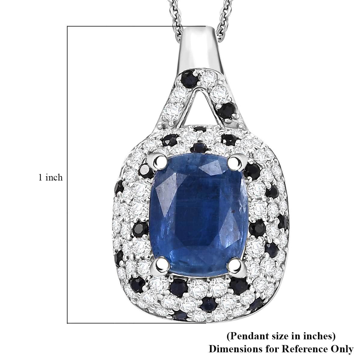 Kashmir Kyanite and Multi Gemstone 4.90 ctw Pendant Necklace in Rhodium Over Sterling Silver 20 Inches image number 5