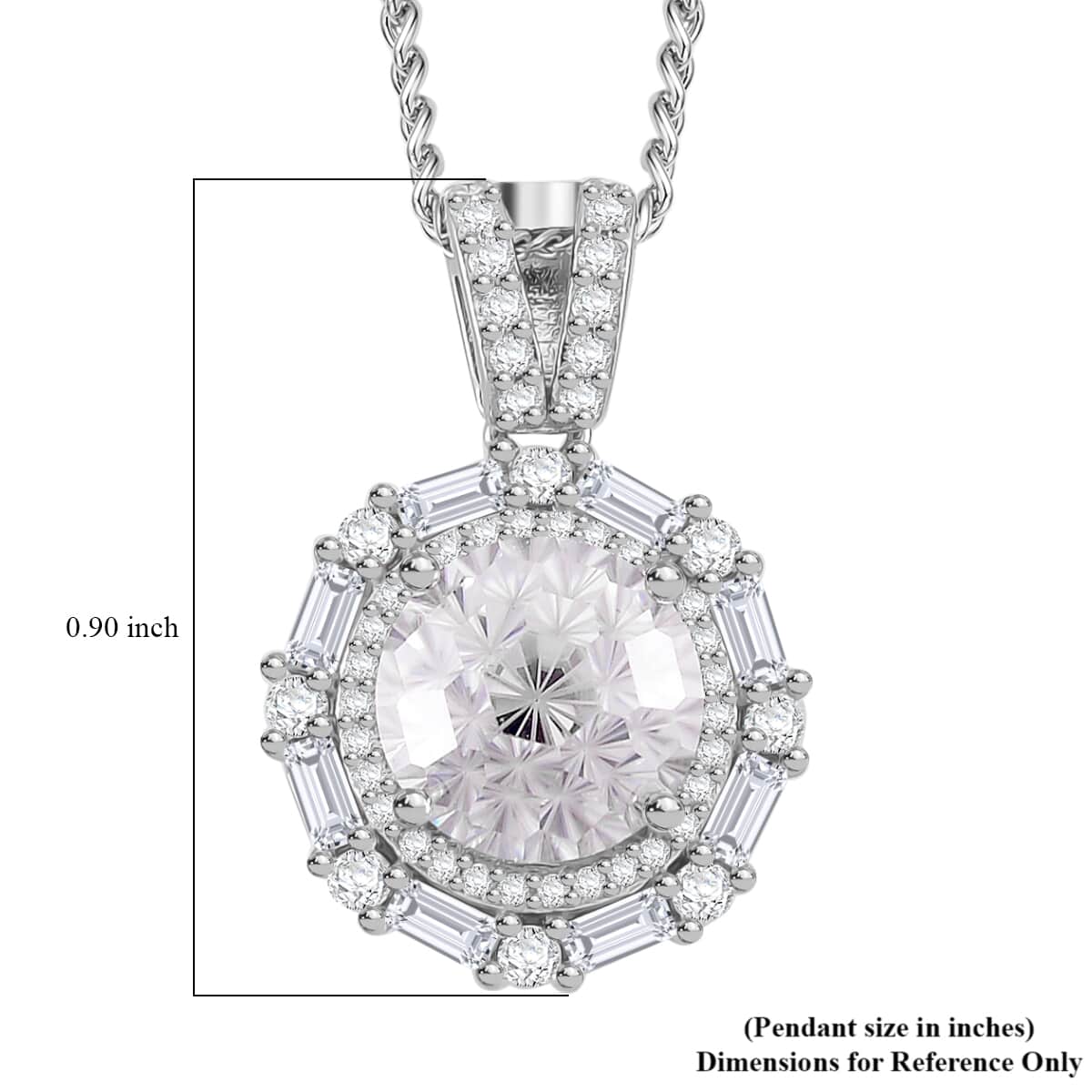 Maple Cut Moissanite 3.75 ctw Radiant Halo Pendant Necklace in Platinum Over and Rhodium Over Sterling Silver 20 Inches image number 6