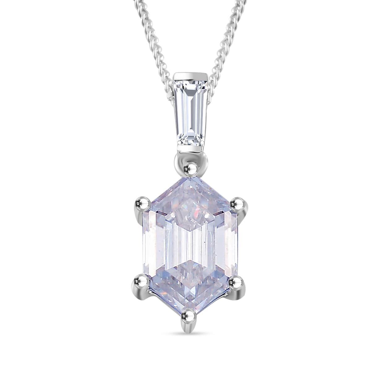 Moissanite 2.70 ctw Pendant Necklace in Rhodium Over Sterling Silver 20 Inches image number 0