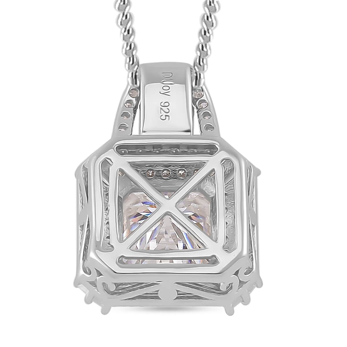 Squartuguese Cut Moissanite 3.25 ctw Geometric Halo Pendant Necklace in Rhodium Over Sterling Silver 20 Inches image number 4