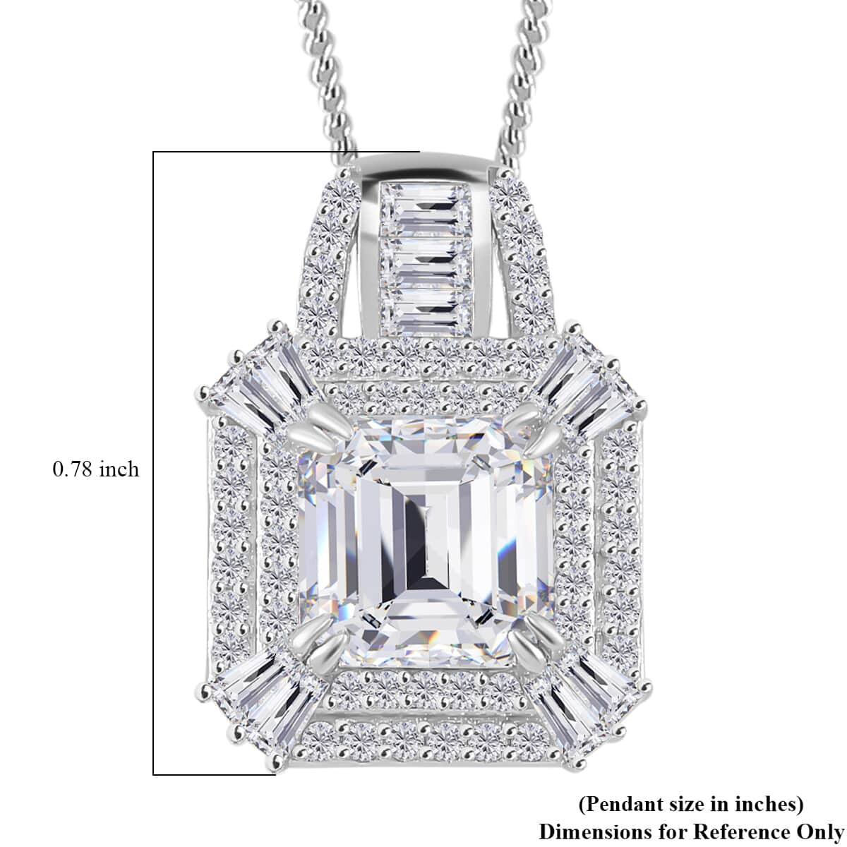 Squartuguese Cut Moissanite 3.25 ctw Geometric Halo Pendant Necklace in Rhodium Over Sterling Silver 20 Inches image number 6