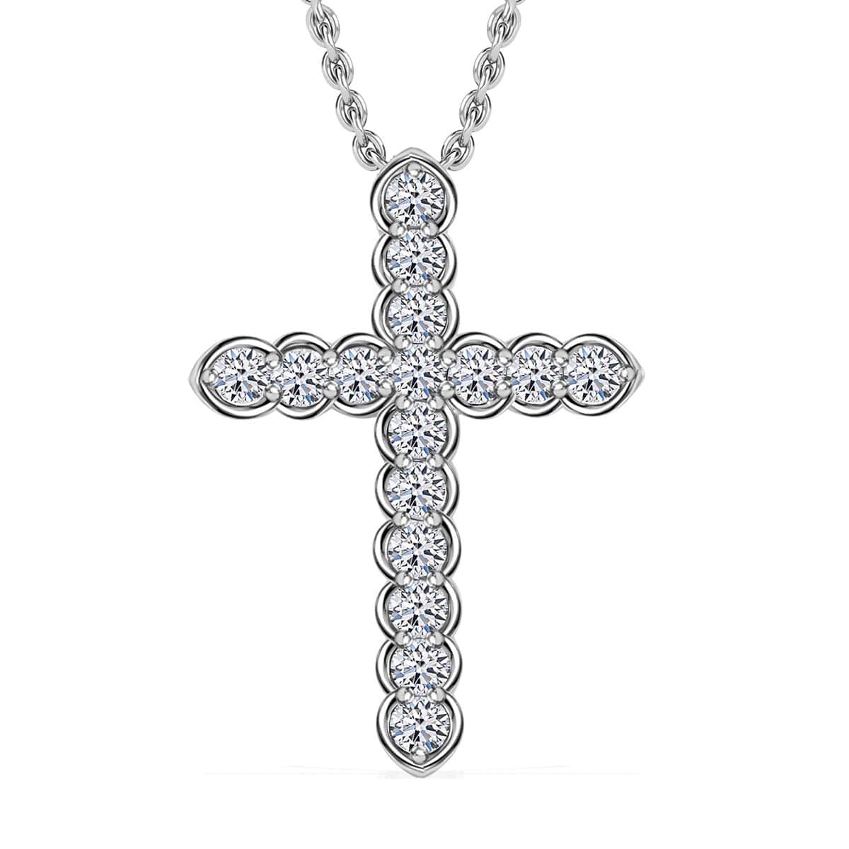 Luxuriant Lab Grown Diamond G SI 1.00 ctw Cross Pendant Necklace in Sterling Silver 18 Inches image number 0