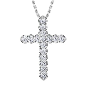 Luxuriant Lab Grown Diamond G SI 1.00 ctw Cross Pendant Necklace in Sterling Silver 18 Inches